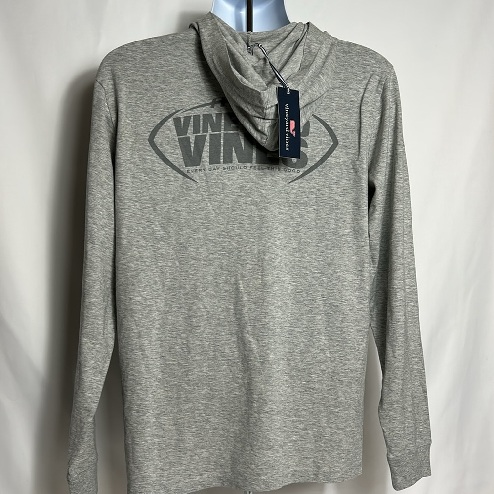 Vineyard Vines Men’s Size Small Long Sleeve Gray Hoodie Pullover Football Shirt - Picture 4 of 7